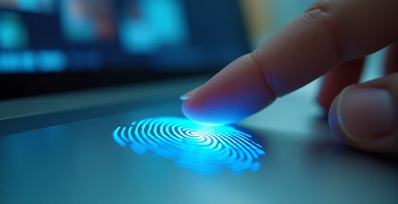 Close-up of fingerprint authentication on modern device