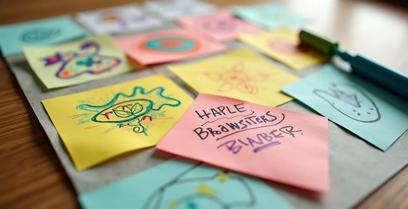 Macro detail of handwritten notes and visual communication elements