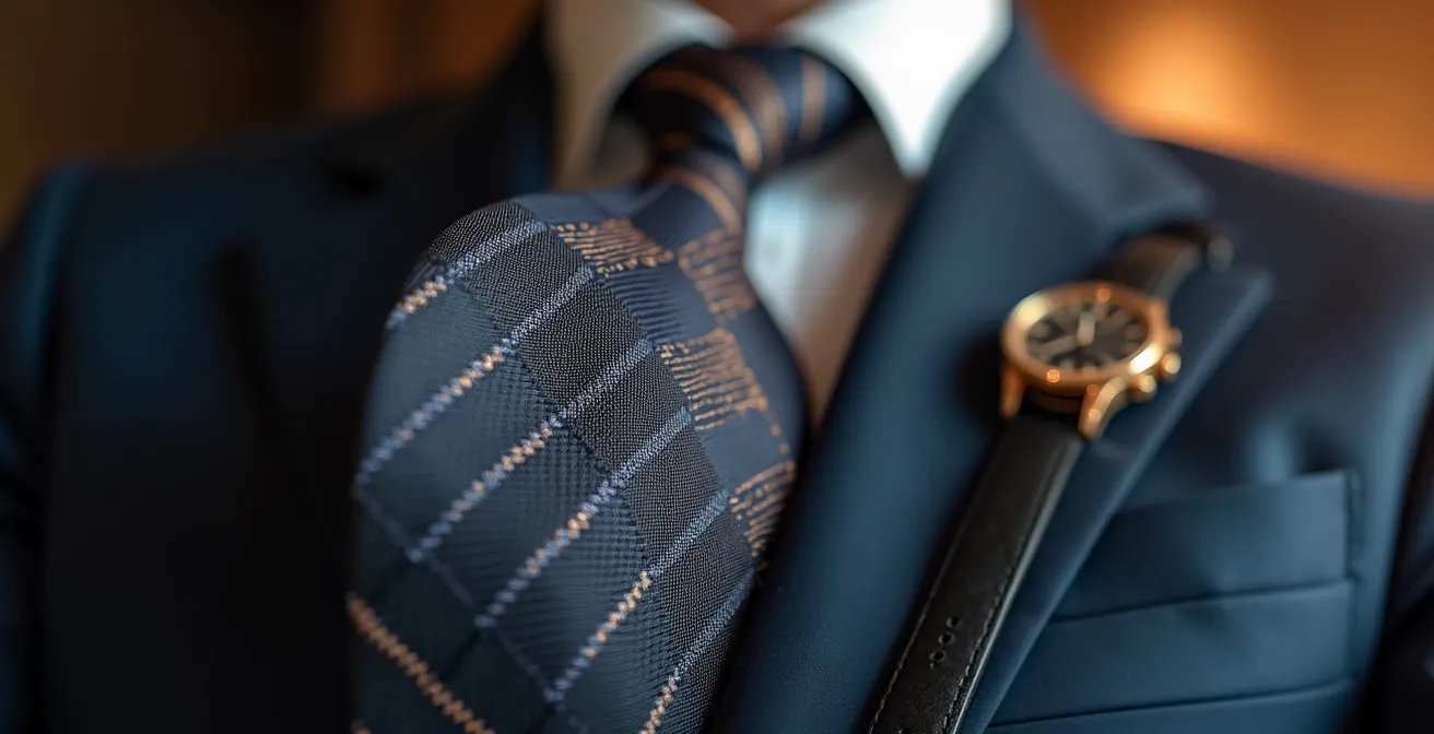 Extreme close-up detail of professional attire texture and quality