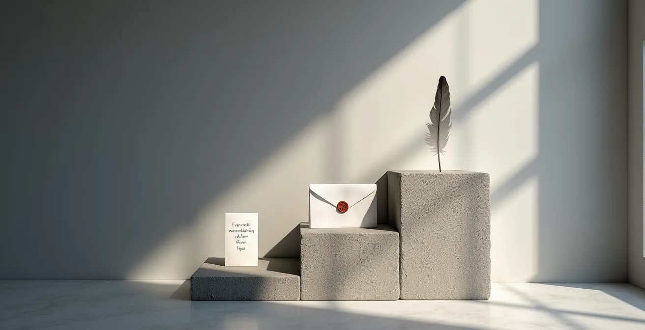 A symbolic representation of three ascending commitment levels on a landing page.