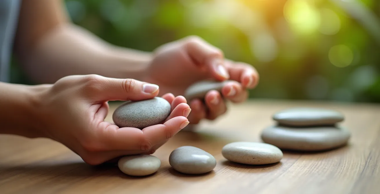 Person examining health data patterns in calming environment