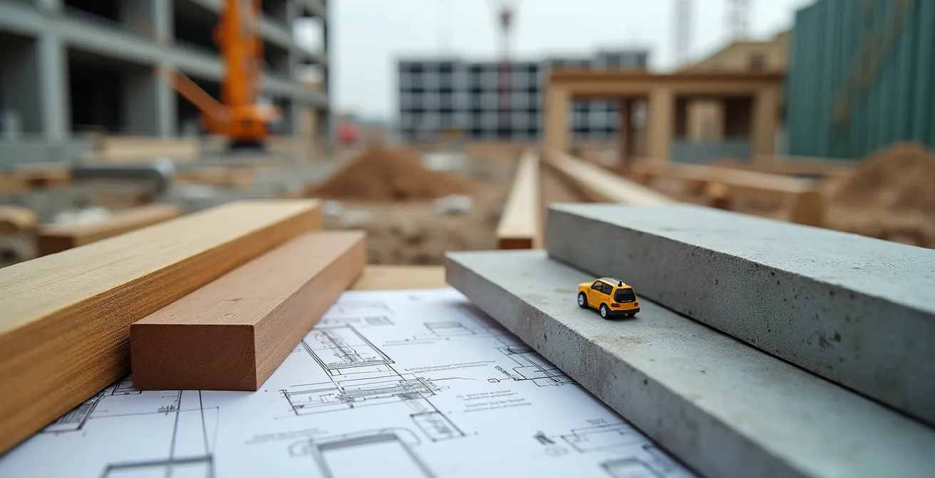 Aerial view of urban regeneration zone showing infrastructure development and construction activity